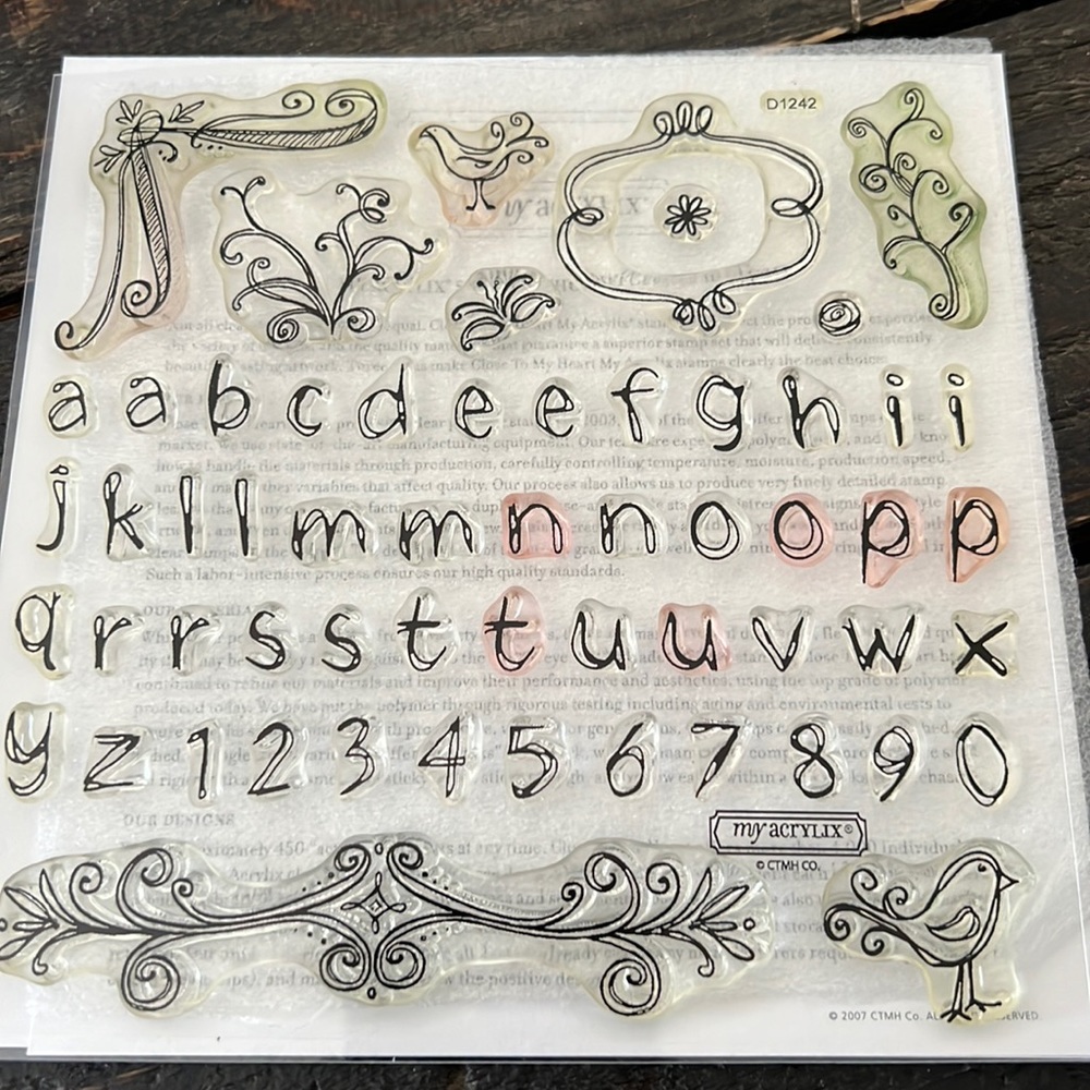 Close to my heart my acrylix stamp set-Doodle Alphabet Never Used!